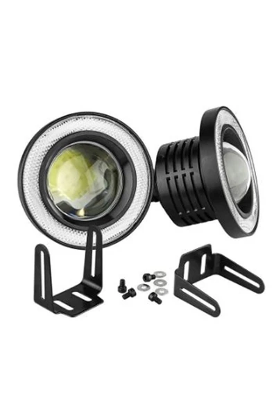 Tiger Marketing 76 Mm Buz Mavi Mercekli Angel Led Halkalı Sis Farı Metal Gövde - 3