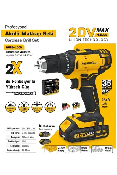 SGS Akülü  Matkap 20v 1.5 Ah  lion batarya 5249  model - 2