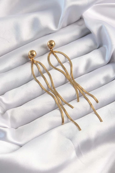 Gold Renk İtalyan Model Topçuk Küpe - EBJ240928W28367 - Resim 2