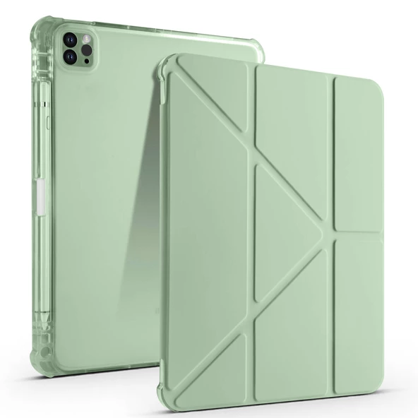 Apple iPad Air 11 2024 Kılıf Zore Tri Folding Kalem Bölmeli Standlı Kılıf - Resim 3