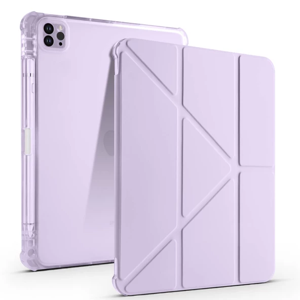 Apple iPad Air 11 2024 Kılıf Zore Tri Folding Kalem Bölmeli Standlı Kılıf - Resim 6