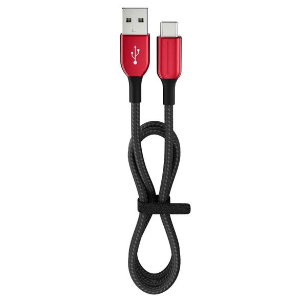 15 Watt 3A Usb-A To Type-C 12M Hızlı Şarj Kablosu Kırmızı FC36