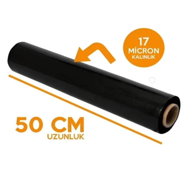 Siyah Palet Streç 50 CM 17 Mic.  2000Gr / 300mt. - 2