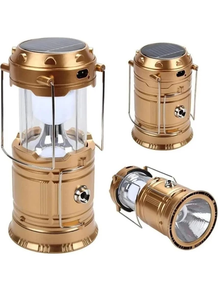 Şarjlı Powerbank Özellikli Kamp Lambası Güneş Enerjili Kızaklı Kamp Feneri LED Lamba Işıldak B07 - 3