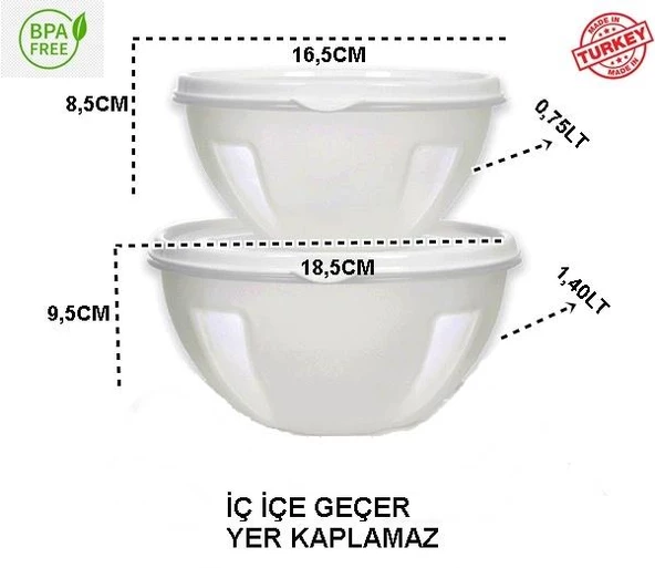 Moon Star Hava Sızdırmaz İkili Saklama Kabı 1,40+0,75 Litre-ST-405 - 4