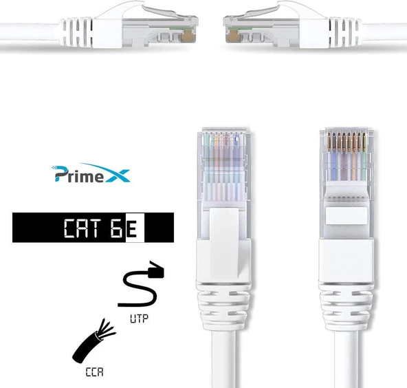 PrimeX PX-CAT620G 23AWG Gri 20 Metre Cat6E Ethernet Kablosu, Gigabit Cat6 internet Kablosu (Gigabit) - Resim 3