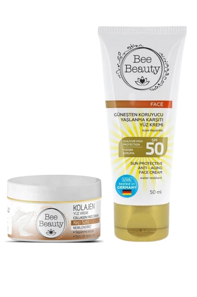 Bee Beauty Koruyucu Yaşlanma Karşıtı Yüz Kremi 50 Spf 50 ml Keçi Sütü Kolajen Yüz Kremi 50 ml