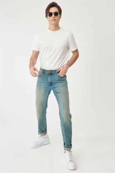 Texas Regular Taper Jean Pantolon Grid Indigo Grid Indigo 38 30