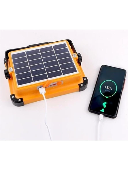 CT-4698 Güneş Enerjili Solar 200W Watt LED Projektör Taşınabilir Sarı Beyaz ve Çakar Işık Lamba AA182 - 2