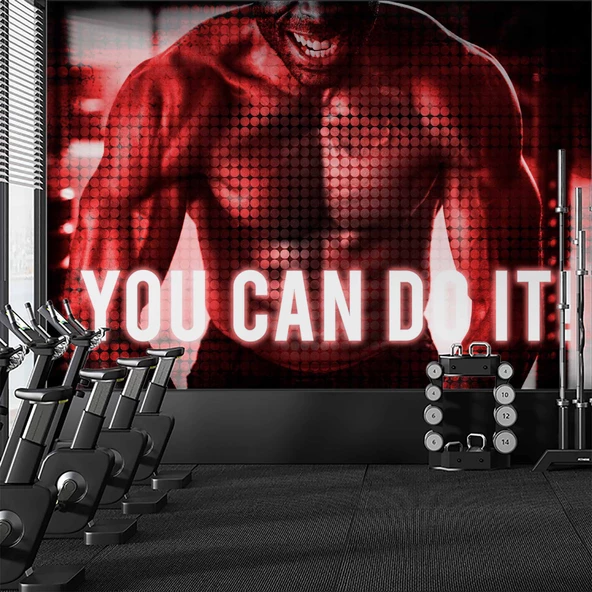 Kaslı-Yazılı Spor Salonu Duvar Kağıdı Baskı ürün görseli