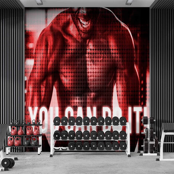 Kaslı-Yazılı Spor Salonu Duvar Kağıdı Baskı - Resim 2