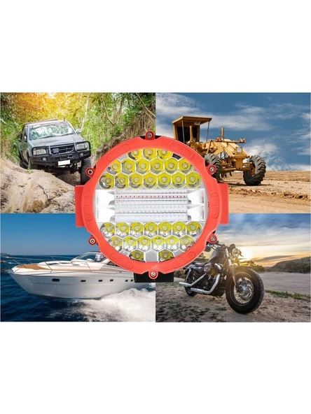 3 Modlu 3 Renk Kombo 51W Siyah Yuvarlak Off Road 12/24V Çalışma Tekne Lambası-Beyaz/Mavi-Kırmızı/Flaş Işık