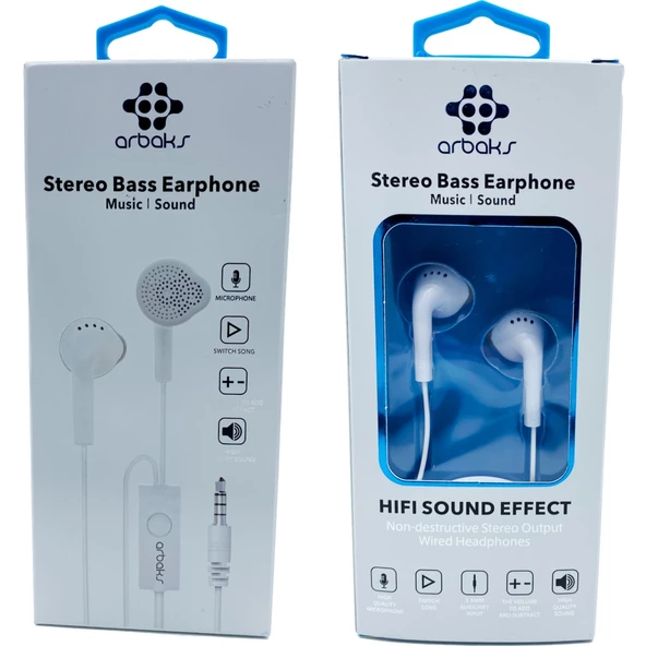 Stereo Bass Earphone 35mm Mikrofonlu Kulaklık Arbaks ARB250