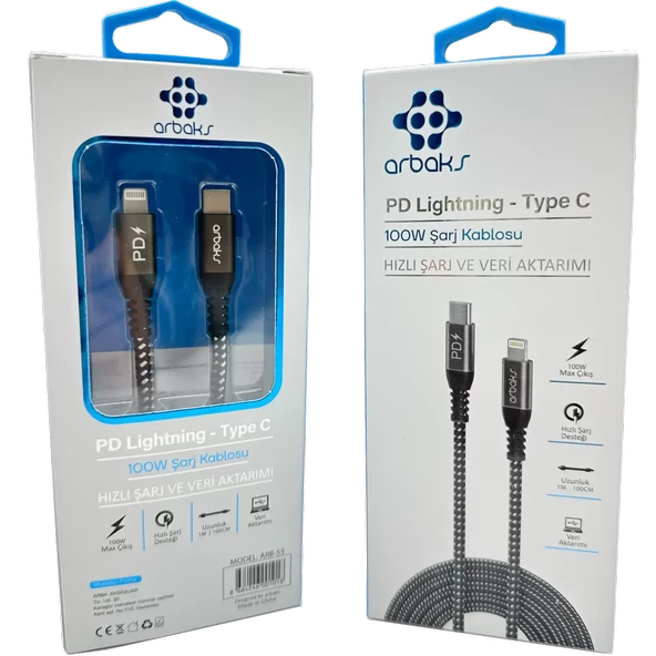 100W PD Lightning iphone Şarj Kablosu Arbaks ARB-55