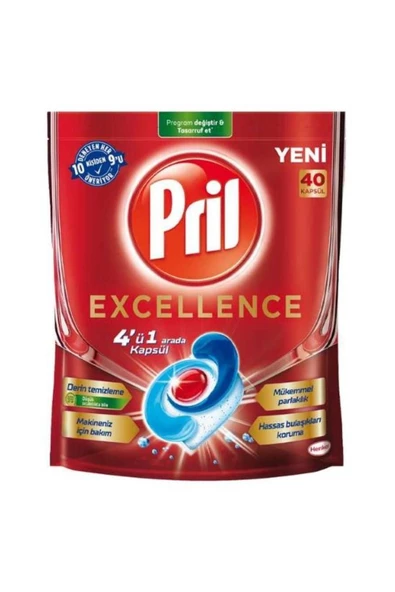 Pril 4 ü 1 Arada Excellence Bulaşık Makinesi Deterjanı 40 Kapsül