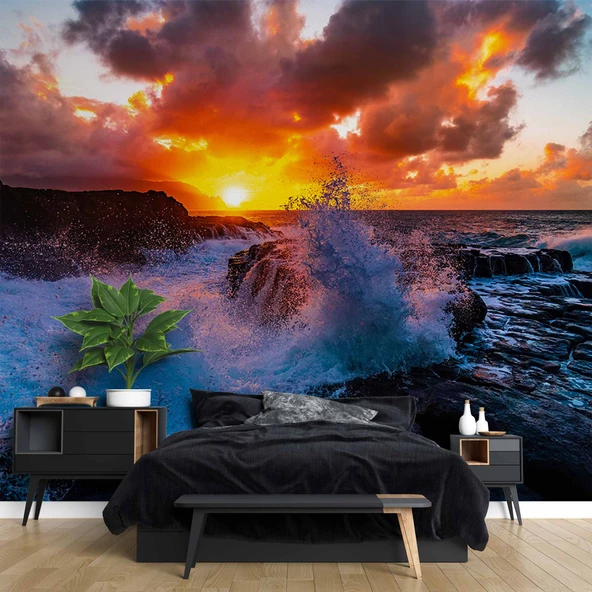 Gündoğumu Deniz Manzaralı Duvar Kağıdı Baskı - Resim 2