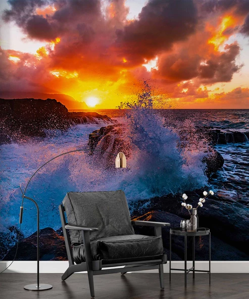 Gündoğumu Deniz Manzaralı Duvar Kağıdı Baskı - Resim 6