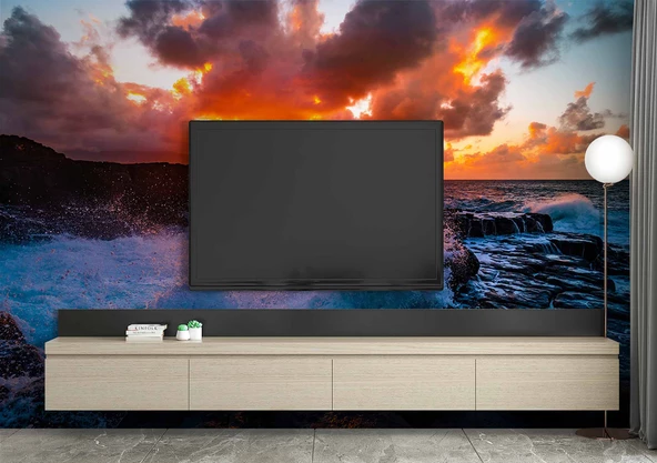 Gündoğumu Deniz Manzaralı Duvar Kağıdı Baskı - Resim 3