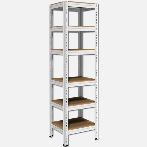Regalux Metal - Ahşap 6 Katlı Raf 180X50X40 cm Gri