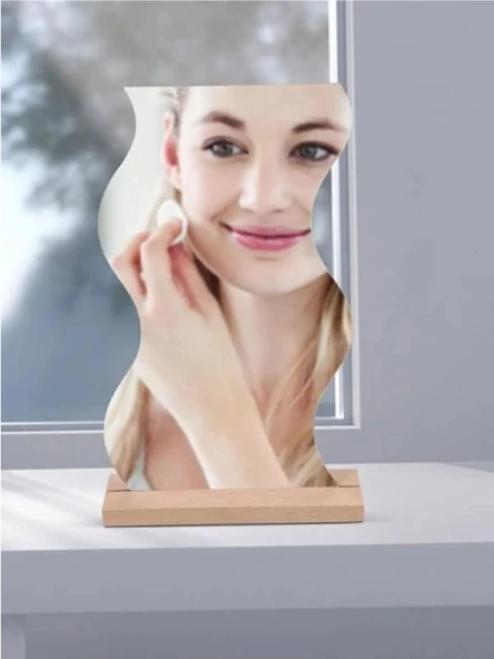 Düzensiz Estetik Asimetrik Ahşap Makyaj Aynası Çerçevesiz, Dekoratif Masa Oturma Odası,zikzak Ayna E53 - 3