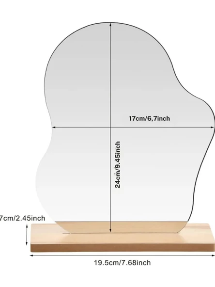 Hubstein 23 cm x 19 cm Düzensiz Estetik Makyaj Aynası Çerçevesiz, Dekoratif Masa Üstü Ayna Yatak Odası E54