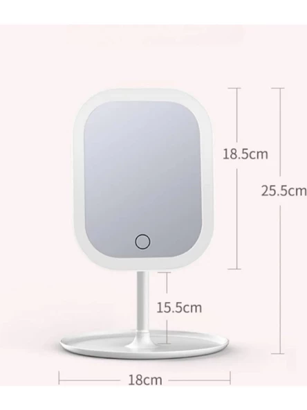 Masaüstü Dokunmatik Makyaj Aynası LED Işıklı Beyaz Renk Make Up Mirror 3 Modlu Standlı E63 - 3