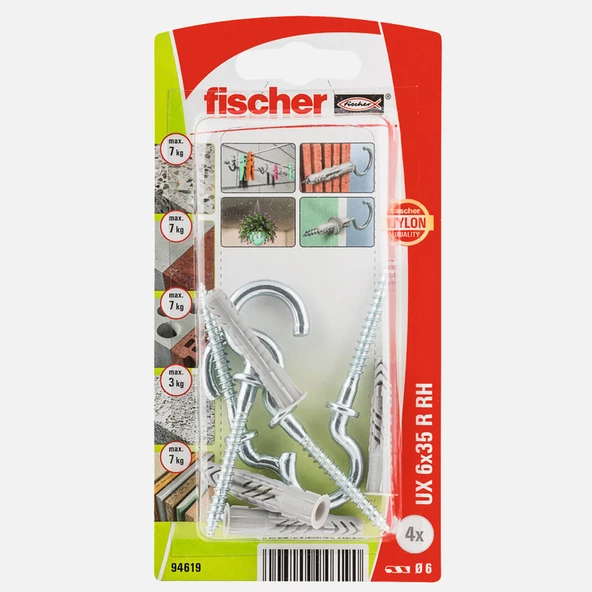 Fischer UX 6x35R RH K NV Dübel Yuvarlak Kancalı