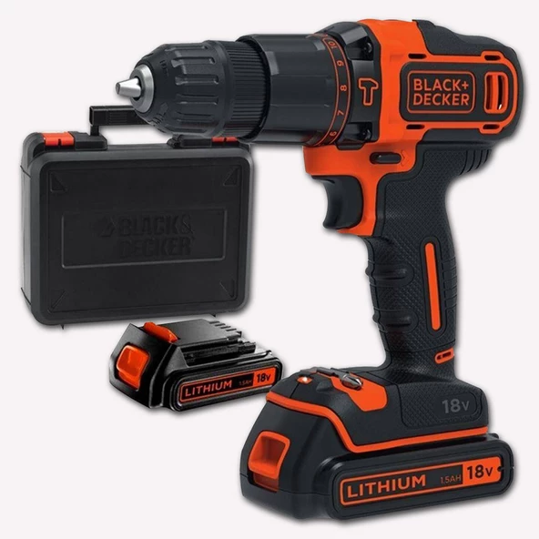 Black&Decker BDCHD18KB 18V Li-ion Çift Akülü 2 Vites Darbeli Matkap - Resim 2