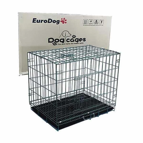 Euro Dog Siyah Izgaralı Dövme Demir Köpek Kafesi 92x61,5x68,5 Cm