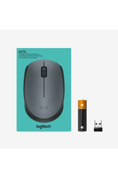 logitech M170 Usb Alıcılı Kablosuz Kompakt Mouse - Gri - 8