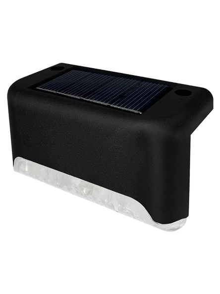 Solar Güneş Enerjili Şarj Edilen Köşebent Merdiven Veranda Bahçe LED Lamba Siyah D21 TEK ADET - 4