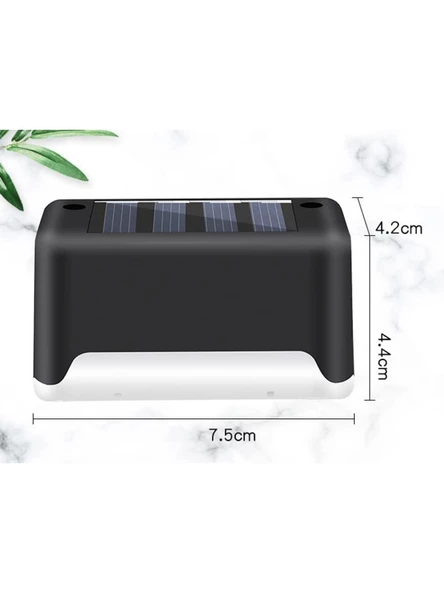 Solar Güneş Enerjili Şarj Edilen Köşebent Merdiven Veranda Bahçe LED Lamba Siyah D21 TEK ADET - 2