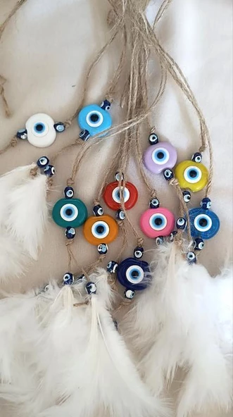 Araba Dikiz Ayna Süsü 10 Adet Ağaç Nazar Boncuklu Balkon Kapı Teras Düğün Nişan Kına Özel Gün Süsleme Mini Düş Kapanı Kötü Göz Nazar - 2