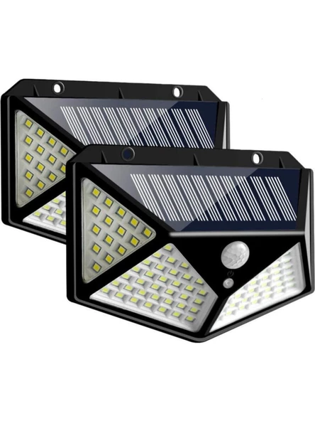 2'li 100LED Solar Hareket Sensörlü Güneş Enerjili 3 Mod Duvar Bahçe Karavan Kamp Lambası D02 - 2