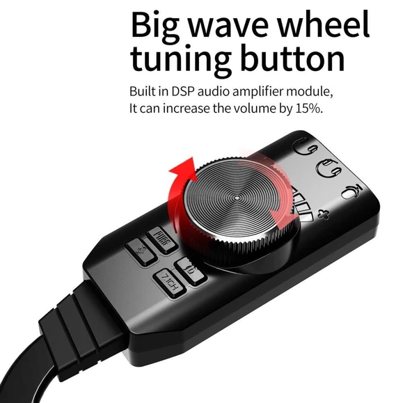 PrimeX PX-GS3 Plextone GS3 Mark II Sanal Gaming 7.1 Kanal USB Ses Kartı, Gaming Ses Kartı PUBG ve Lol Ses Efektleri Dahil, Mikrofon ve 3.5mm Çift Kulaklık Ses Jakı Stereo Ses Kartı Dönüştürücü - 7