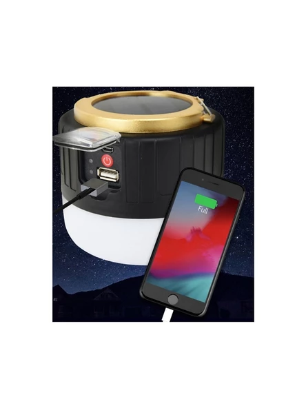 G-300W Kamp Lambası Solar Güneş Enerjili Ampül 26SMD LED Şarjlı El Feneri Powerbank 4mod D18 - 2