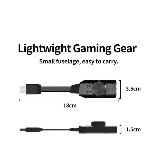 PrimeX PX-GS3 Plextone GS3 Mark II Sanal Gaming 7.1 Kanal USB Ses Kartı, Gaming Ses Kartı PUBG ve Lol Ses Efektleri Dahil, Mikrofon ve 3.5mm Çift Kulaklık Ses Jakı Stereo Ses Kartı Dönüştürücü - 4