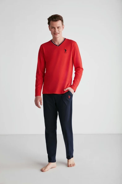 U.S Polo Assn. 18752 Erkek Uzun Kol V Yaka Pijama Takımı - 12