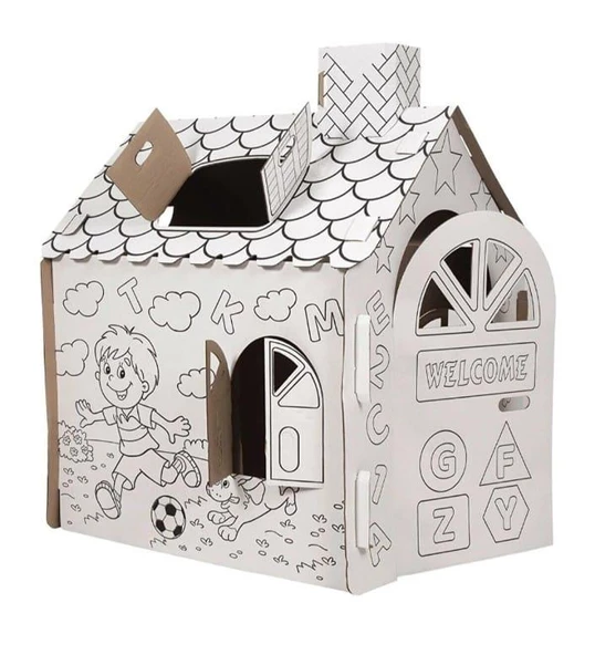 KOLİX Büyük Boy Xxl Karton Boyama Evi Eğitici Ve Öğretici Oyun Evi Oyun Çadırı - 2
