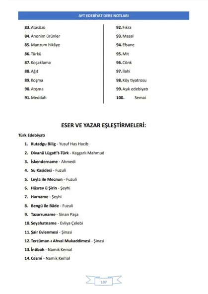 Enine Boyuna AYT Edebiyat Ders Notları - 3