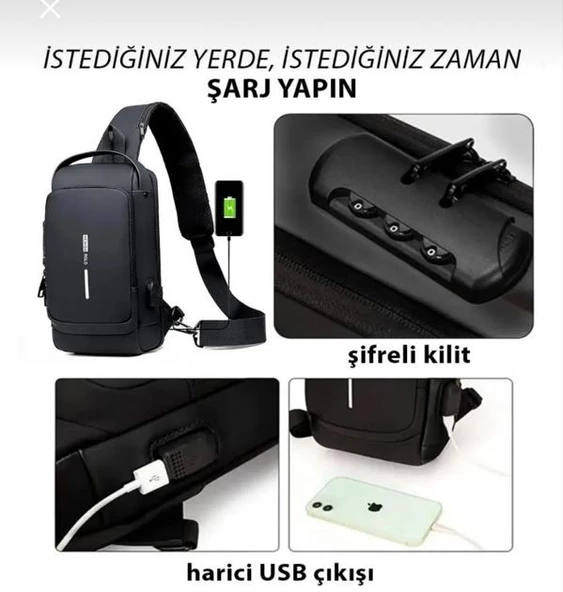 Newish Polo Uzi - Polyester Kumaş - Unisex Çapraz Çanta, Body Bag - 4
