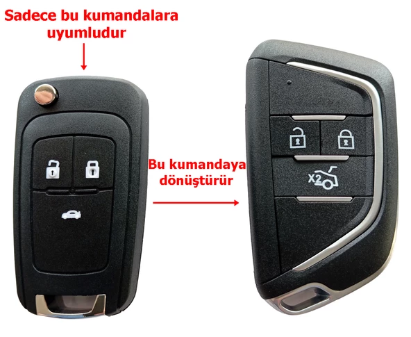 Opel Insignia Astra J Uyumlu Çevirici Dönüşüm Modifiye Anahtar Kumanda Kabı Oto Anahtarlık Logolu ürün görseli 1