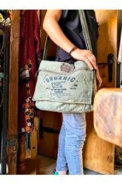 Old Cotton Cargo 8128 Mulater Salaş Kanvas Omuz Postacı Laptop Okul Seyahat Günlük  Çanta - 3