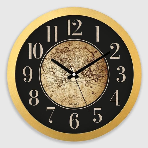 Galaxy Premium Serisi Dünya Haritası Kadranlı Duvar Saati 35 CM Gold ürün görseli