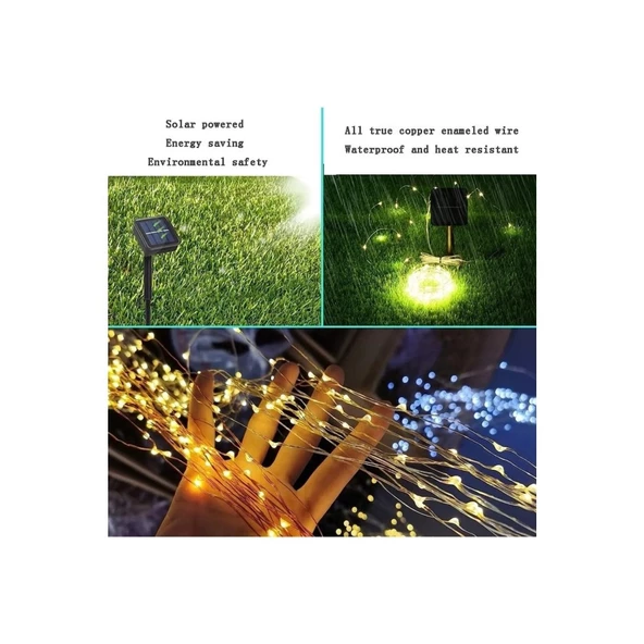 Solar Güneş Enerjili Peri 200led 20 Metre Günışığı 8 mod 200 led - 2