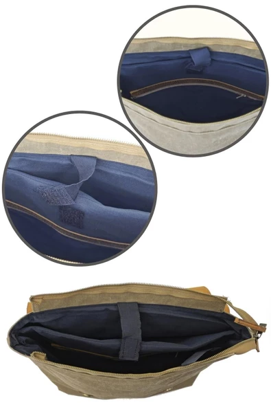 Old Cotton 7000 S Patroit Bag Suya Dayanıklı Camel Mumlu Kanvas Sırt Okul Seyahat 15.6 Laptop Çantası - 3