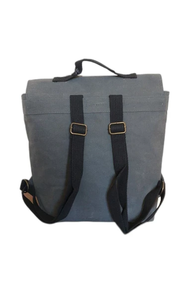 Old Cotton 7000  Suya Dayanıklı ( GRİ )Kanvas Sırt Okul 15.6 Laptop Çantası - 2