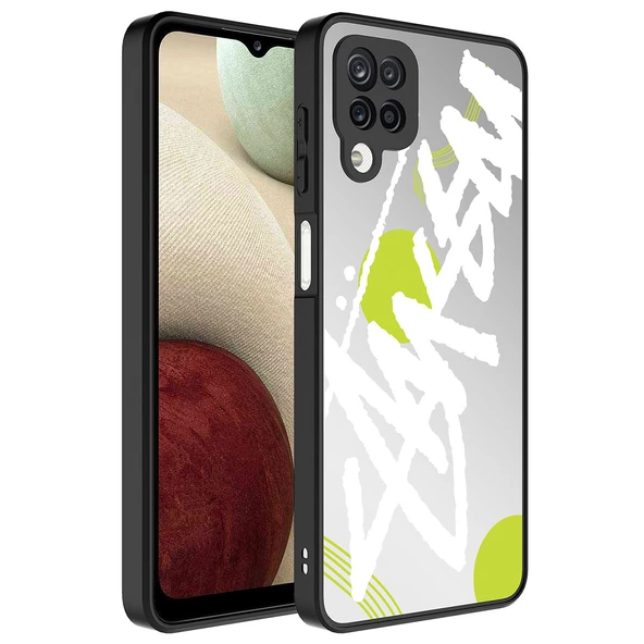Galaxy A12 Kılıf Aynalı Desenli Kamera Korumalı Parlak  Mirror Kapak