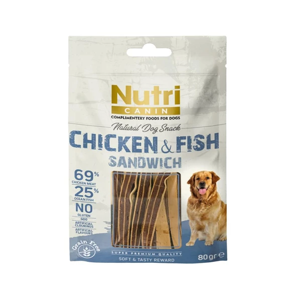 Nutri Canin 80Gr %100 Doğal Etten Natural Dog Snack Tavuk Balık Etli Atıştırmalık 1Adet Köpek Ödülü