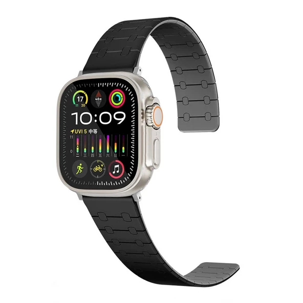 Apple Watch 10 Serisi 46mm Redclick KRD-111 Çizgili Desenli Silikon Uyumlu Kordon